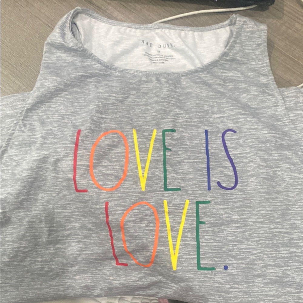 Rae Dunn Gray Tank Top with Rainbow Print